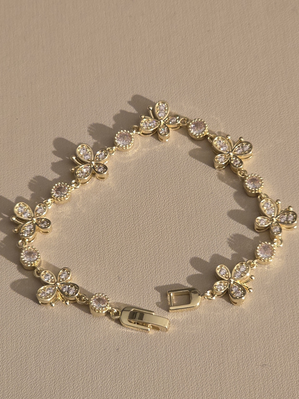 Gold Butterfly Crystal Tennis Bracelet - Women Jewelry